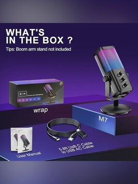 Socodox M7 USB-C Desktop game Microphone RGB Lighting One-Tap Mute Black